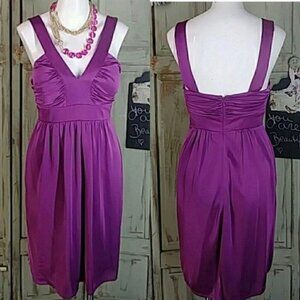 Max and Cleo Cocktail Dress Ruched Purple NWT Size 6